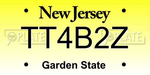 TT4B2Z New Jersey License Plate