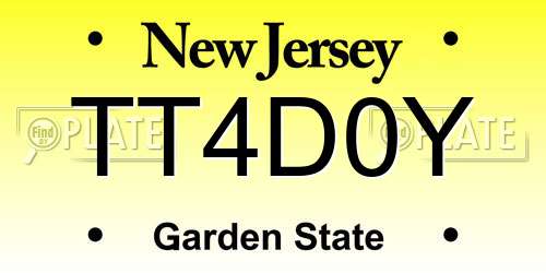 TT4D0Y New Jersey License Plate