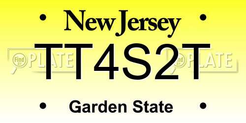 TT4S2T New Jersey License Plate