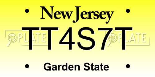TT4S7T New Jersey License Plate