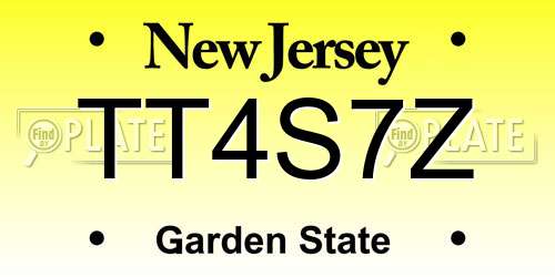 TT4S7Z New Jersey License Plate