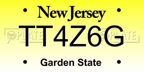 TT4Z6G New Jersey License Plate