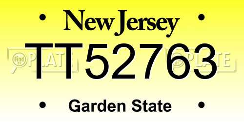 TT52763 New Jersey License Plate