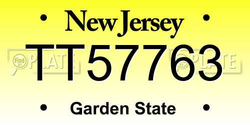 TT57763 New Jersey License Plate