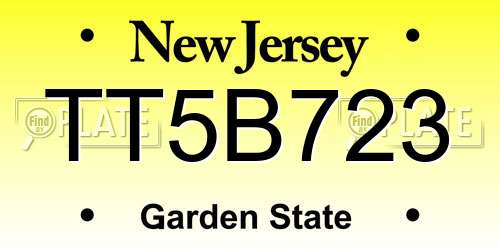 TT5B723 New Jersey License Plate