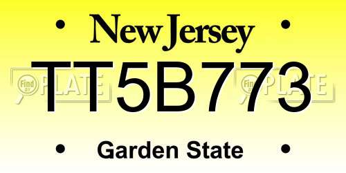 TT5B773 New Jersey License Plate