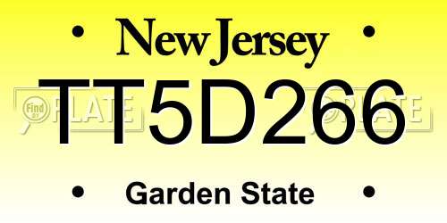 TT5D266 New Jersey License Plate