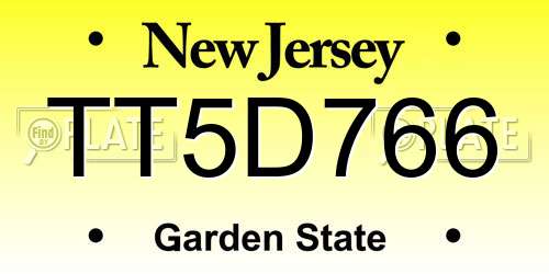 TT5D766 New Jersey License Plate