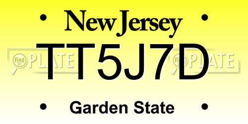 TT5J7D New Jersey License Plate