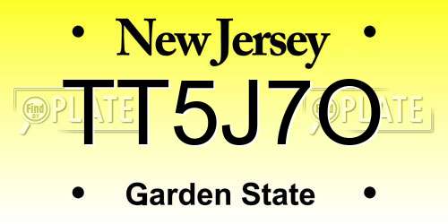 TT5J7O New Jersey License Plate