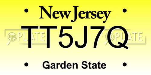 TT5J7Q New Jersey License Plate