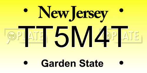 TT5M4T New Jersey License Plate
