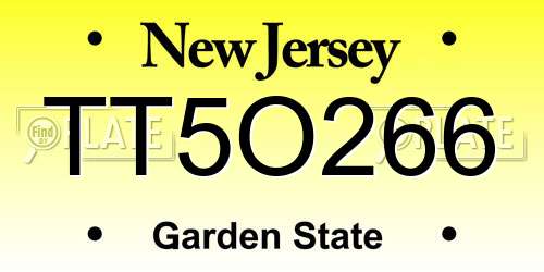 TT5O266 New Jersey License Plate