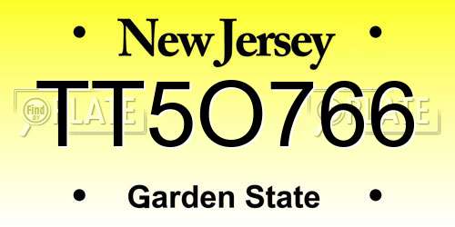 TT5O766 New Jersey License Plate