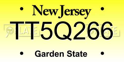 TT5Q266 New Jersey License Plate