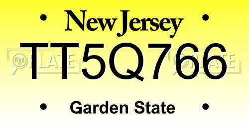TT5Q766 New Jersey License Plate