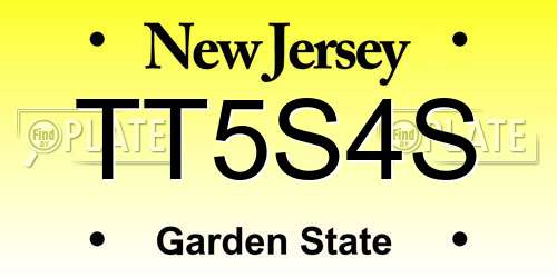 TT5S4S New Jersey License Plate