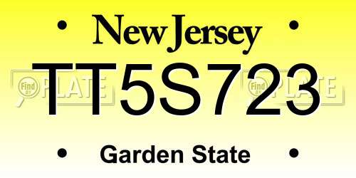 TT5S723 New Jersey License Plate
