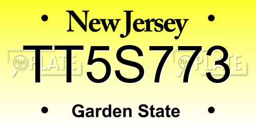 TT5S773 New Jersey License Plate