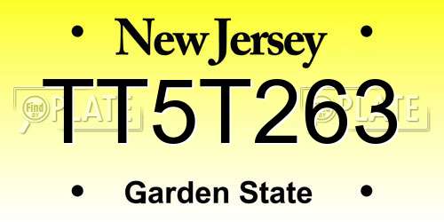 TT5T263 New Jersey License Plate