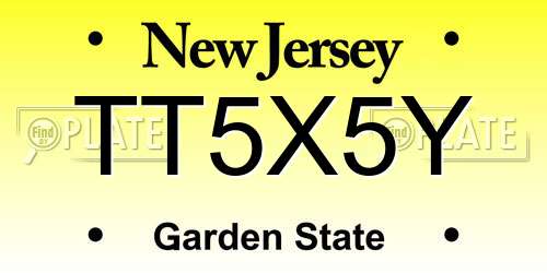 TT5X5Y New Jersey License Plate