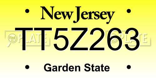 TT5Z263 New Jersey License Plate
