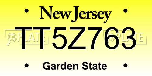 TT5Z763 New Jersey License Plate