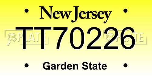 TT70226 New Jersey License Plate