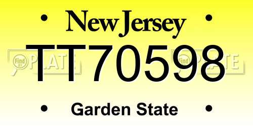 TT70598 New Jersey License Plate