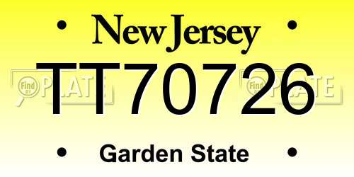 TT70726 New Jersey License Plate