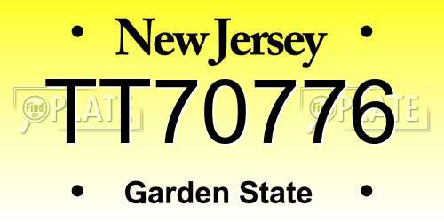 TT70776 New Jersey License Plate