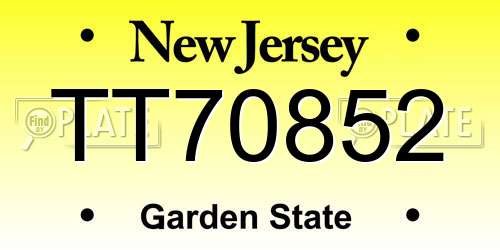 TT70852 New Jersey License Plate