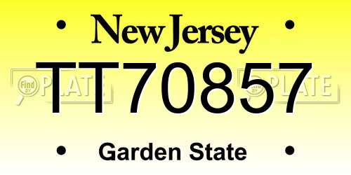TT70857 New Jersey License Plate