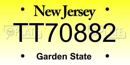 TT70882 New Jersey License Plate