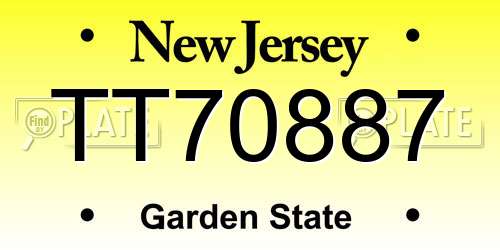 TT70887 New Jersey License Plate
