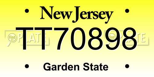 TT70898 New Jersey License Plate