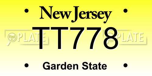 TT778 New Jersey License Plate