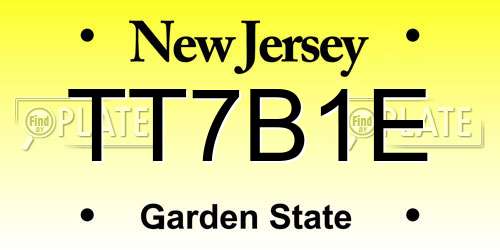 TT7B1E New Jersey License Plate