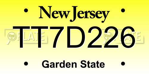 TT7D226 New Jersey License Plate