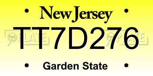TT7D276 New Jersey License Plate