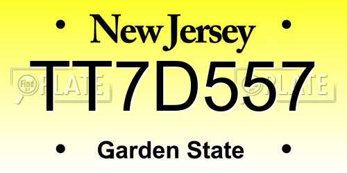 TT7D557 New Jersey License Plate
