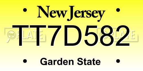 TT7D582 New Jersey License Plate