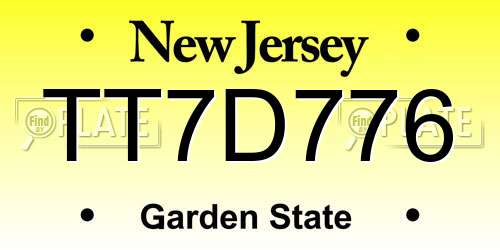TT7D776 New Jersey License Plate