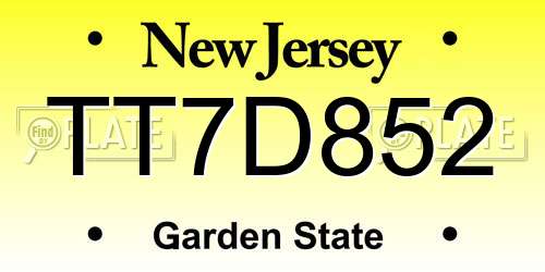 TT7D852 New Jersey License Plate