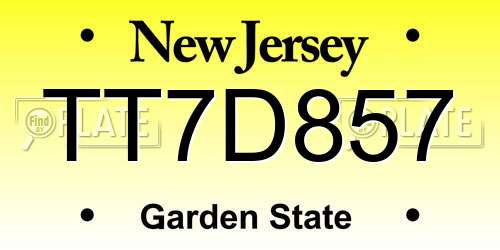 TT7D857 New Jersey License Plate