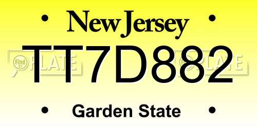 TT7D882 New Jersey License Plate