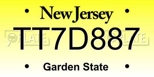 TT7D887 New Jersey License Plate