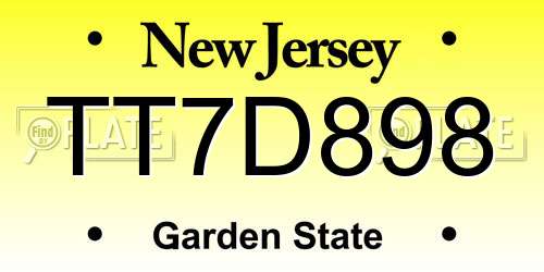 TT7D898 New Jersey License Plate