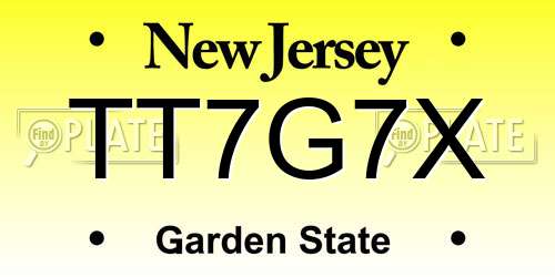 TT7G7X New Jersey License Plate