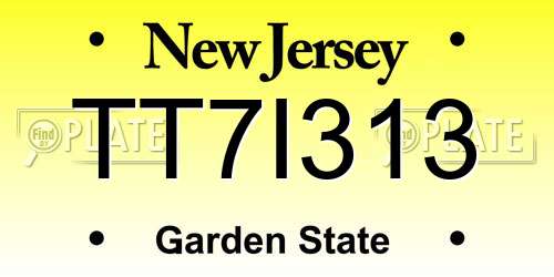 TT7I313 New Jersey License Plate